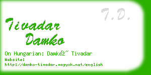 tivadar damko business card